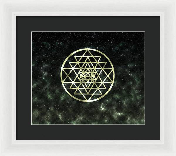 Sri Yantra in Gold - Framed Print