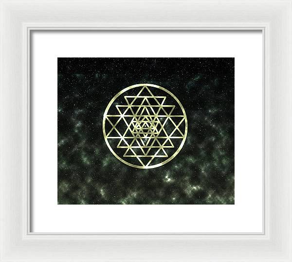 Sri Yantra in Gold - Framed Print