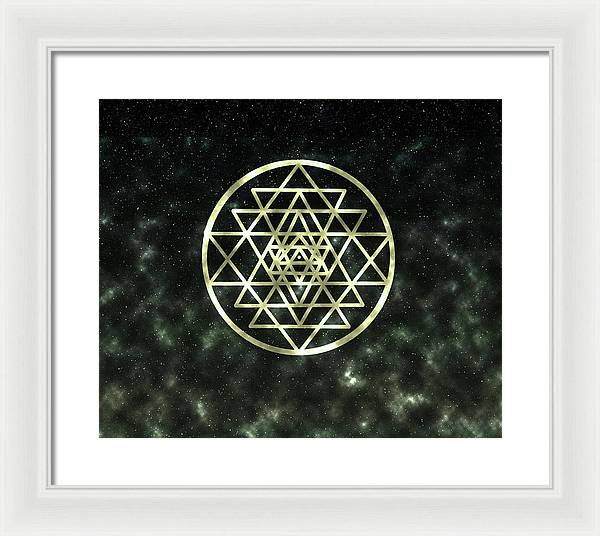 Sri Yantra in Gold - Framed Print