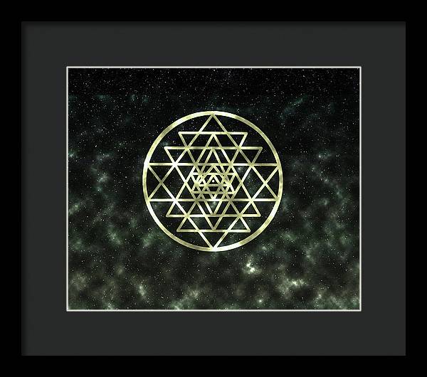 Sri Yantra in Gold - Framed Print