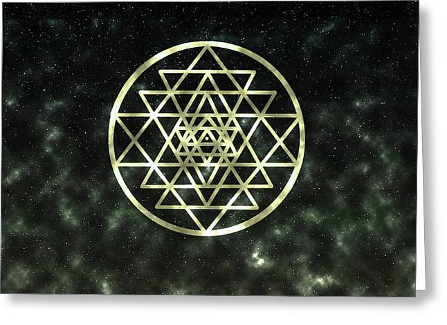 Sri Yantra in Gold - Greeting Card