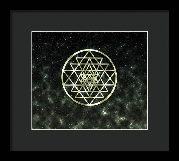 Sri Yantra in Gold - Framed Print