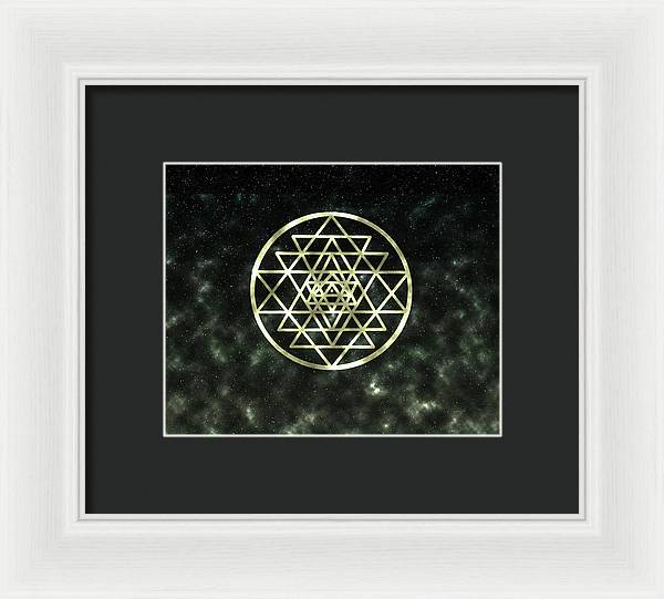 Sri Yantra in Gold - Framed Print