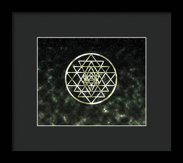 Sri Yantra in Gold - Framed Print