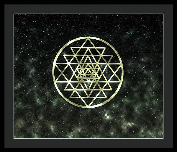 Sri Yantra in Gold - Framed Print