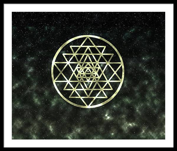 Sri Yantra in Gold - Framed Print