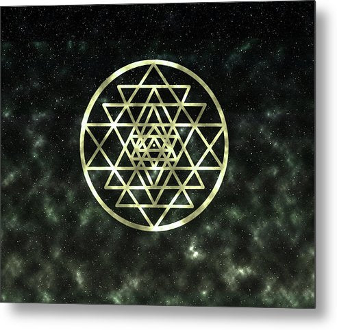 Sri Yantra in Gold - Metal Print