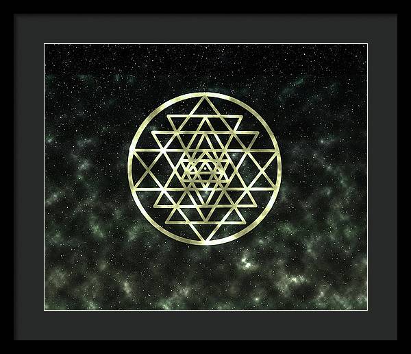 Sri Yantra in Gold - Framed Print