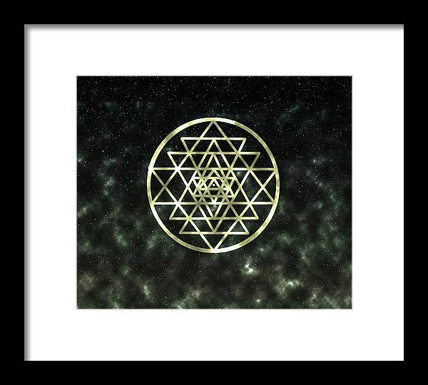 Sri Yantra in Gold - Framed Print