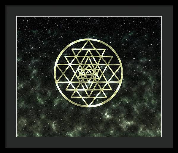 Sri Yantra in Gold - Framed Print