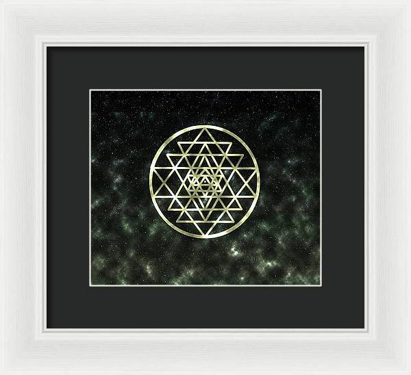 Sri Yantra in Gold - Framed Print