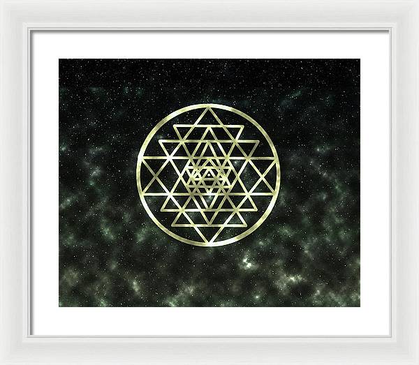 Sri Yantra in Gold - Framed Print