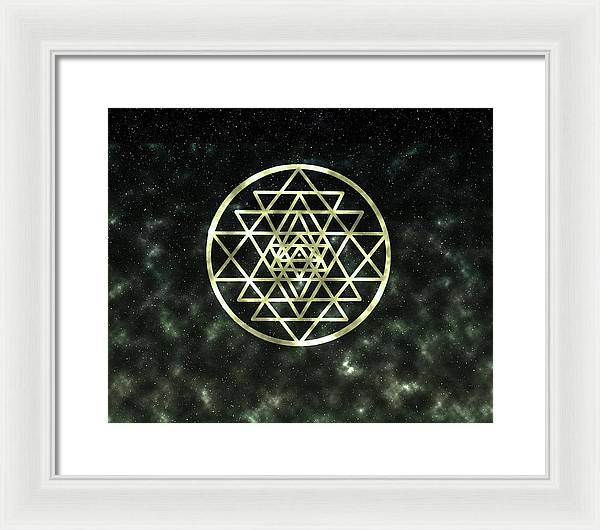 Sri Yantra in Gold - Framed Print