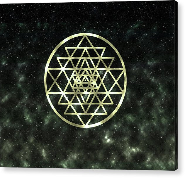 Sri Yantra in Gold - Acrylic Print