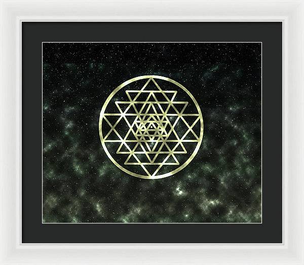 Sri Yantra in Gold - Framed Print