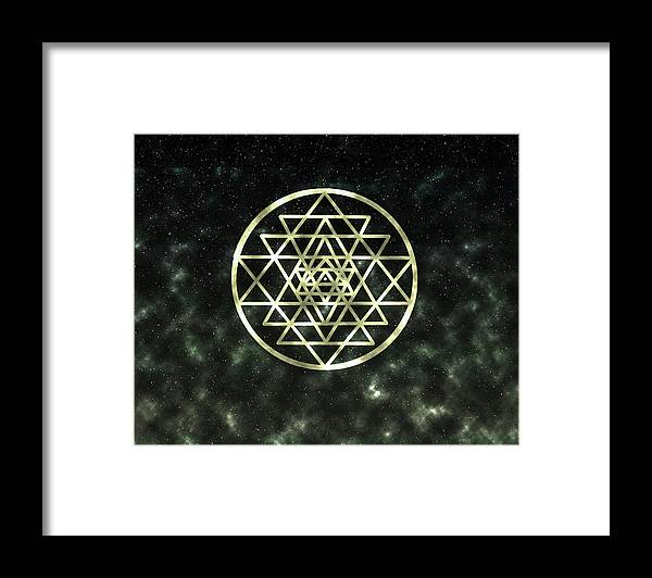 Sri Yantra in Gold - Framed Print