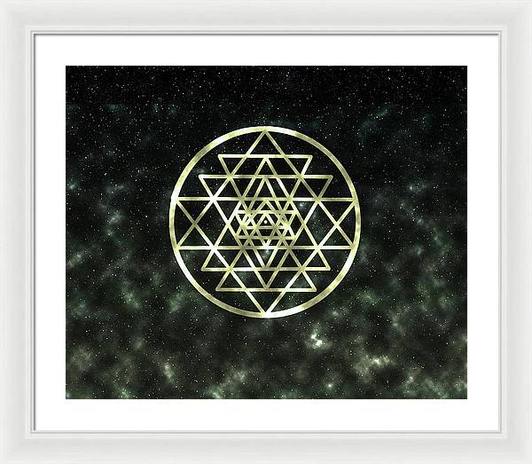 Sri Yantra in Gold - Framed Print