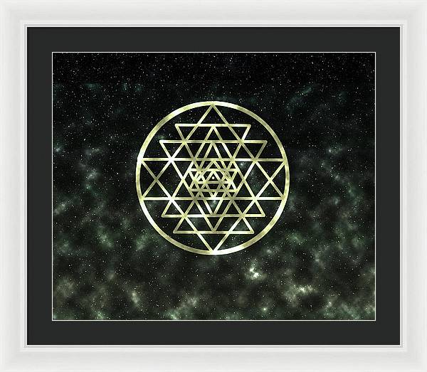 Sri Yantra in Gold - Framed Print