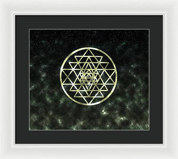 Sri Yantra in Gold - Framed Print