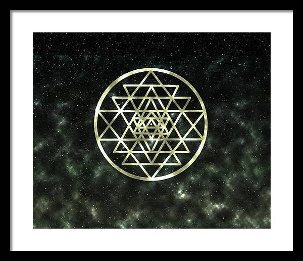 Sri Yantra in Gold - Framed Print