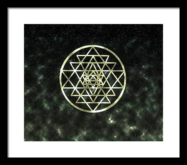 Sri Yantra in Gold - Framed Print