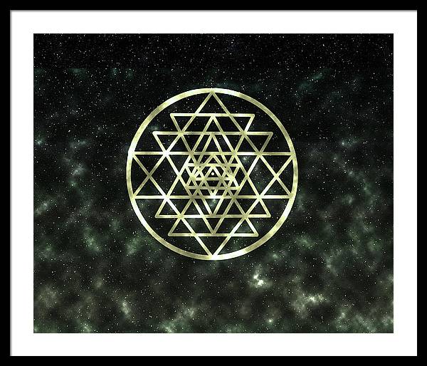 Sri Yantra in Gold - Framed Print