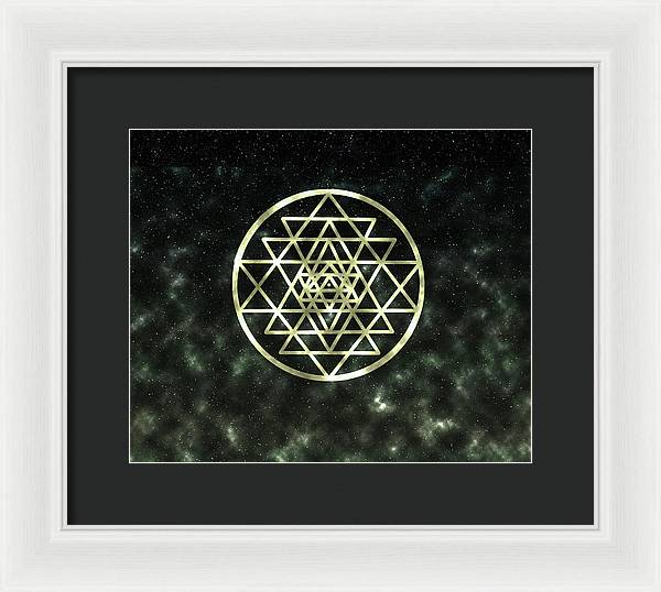 Sri Yantra in Gold - Framed Print