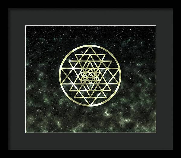 Sri Yantra in Gold - Framed Print