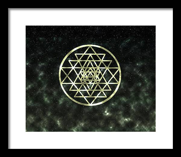 Sri Yantra in Gold - Framed Print