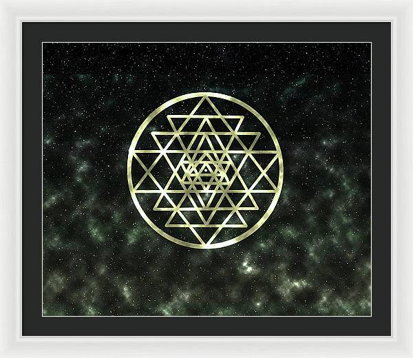 Sri Yantra in Gold - Framed Print