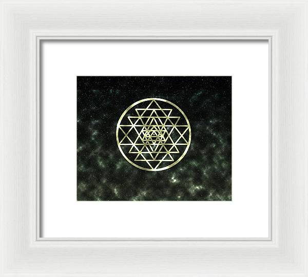 Sri Yantra in Gold - Framed Print