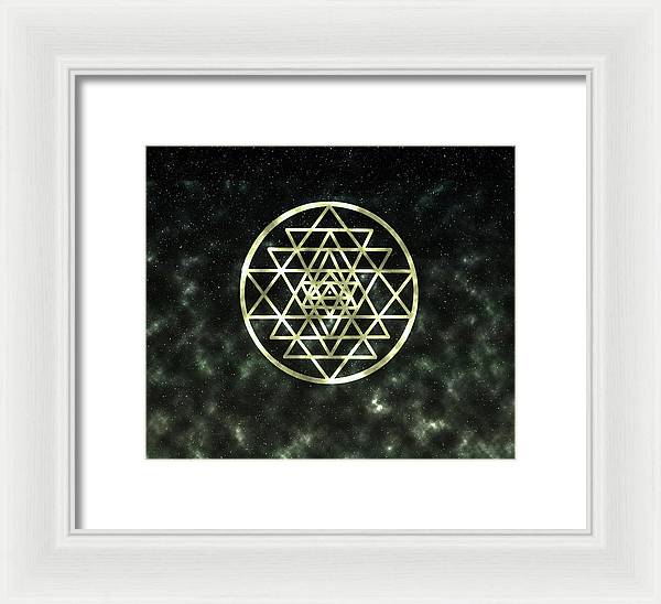 Sri Yantra in Gold - Framed Print