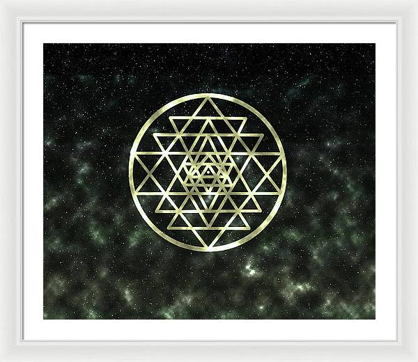 Sri Yantra in Gold - Framed Print