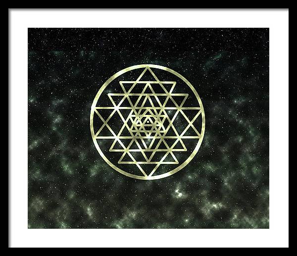 Sri Yantra in Gold - Framed Print