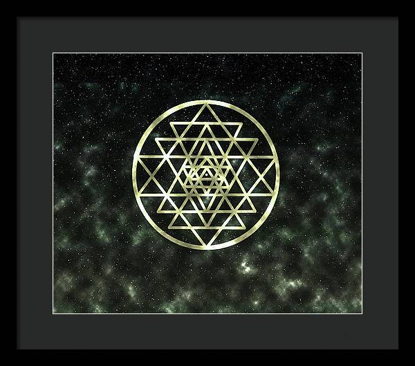 Sri Yantra in Gold - Framed Print