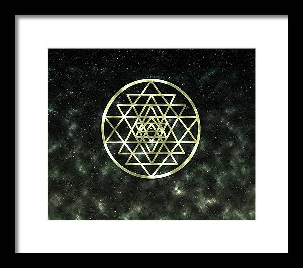 Sri Yantra in Gold - Framed Print